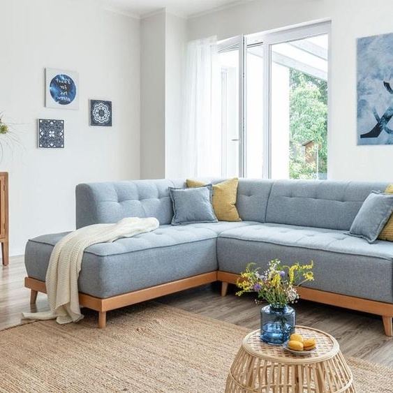 MIUFORM Dazzling Daisy - Canapé dangle avec fonction lit et coffre de lit L-FORME GAUCHE - 253x190cm - Bleu clair - Canapé-lit Canapé