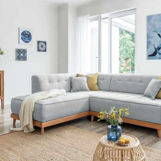 MIUFORM Dazzling Daisy - Canapé dangle avec fonction lit et coffre de lit L-FORME GAUCHE - 253x190cm - Gris clair - Canapé-lit Canapé