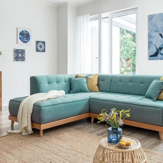 MIUFORM Dazzling Daisy - Canapé dangle avec fonction lit et coffre de lit L-FORME GAUCHE - 253x190cm - Turquoise - Canapé-lit Canapé