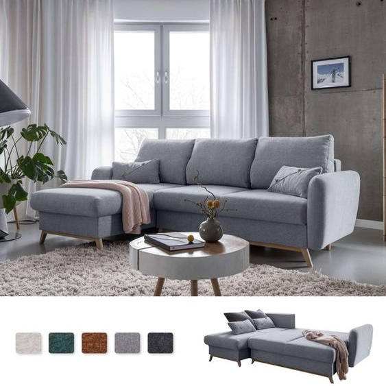 MIUFORM Scandic Lagom - Canapé dangle avec fonction lit et coffre de lit L-FORME GAUCHE - 235x157cm - Gris - Canapé-lit Canapé