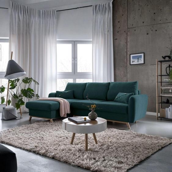 MIUFORM Scandic Lagom - Canapé dangle avec fonction lit et coffre de lit L-FORME GAUCHE - 235x157cm - Turquoise - Canapé-lit Canapé