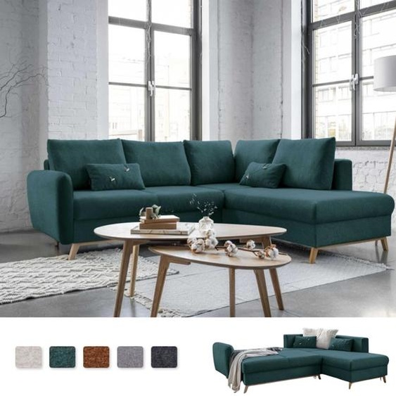 MIUFORM Scandic Lagom - Canapé dangle avec fonction lit L-FORM RIGHT - 242x202cm - Turquoise - Canapé Lit Canapé Canapé