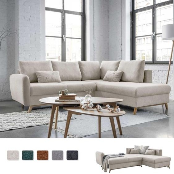 MIUFORM Scandic Lagom - Canapé dangle avec fonction lit L-FORME DROITE - 242x202cm - Beige - Canapé-lit Canapé