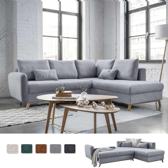 MIUFORM Scandic Lagom - Canapé dangle avec fonction lit L-FORME DROITE - 242x202cm - Gris - Canapé-lit Canapé