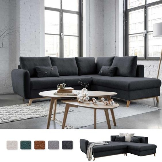 MIUFORM Scandic Lagom - Canapé dangle avec fonction lit L-FORME DROITE - 242x202cm - Gris foncé - Canapé-lit Canapé