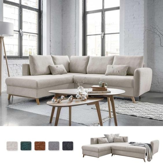 MIUFORM Scandic Lagom - Canapé dangle avec fonction lit L-FORME GAUCHE - 242x202cm - Beige - Canapé-lit Canapé