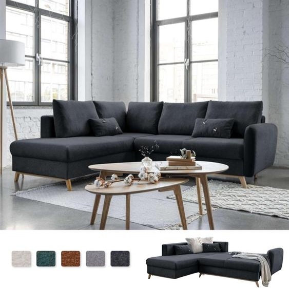 MIUFORM Scandic Lagom - Canapé dangle avec fonction lit L-FORME GAUCHE - 242x202cm - Gris foncé - Canapé-lit Canapé