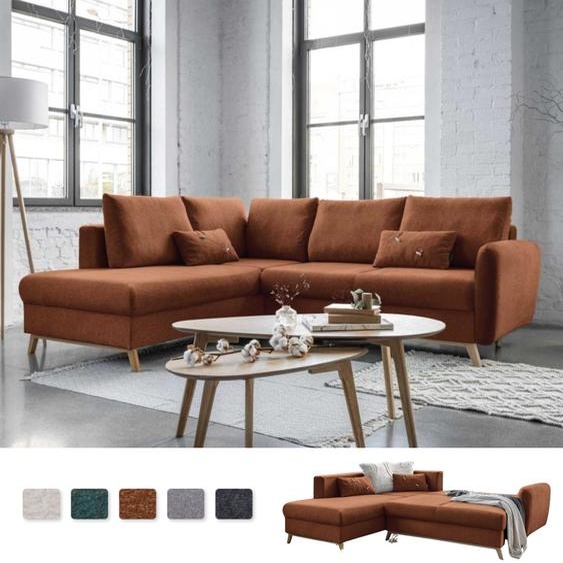 MIUFORM Scandic Lagom - Canapé dangle avec fonction lit L-FORME GAUCHE - 242x202cm - Rouge brique - Canapé-lit Canapé