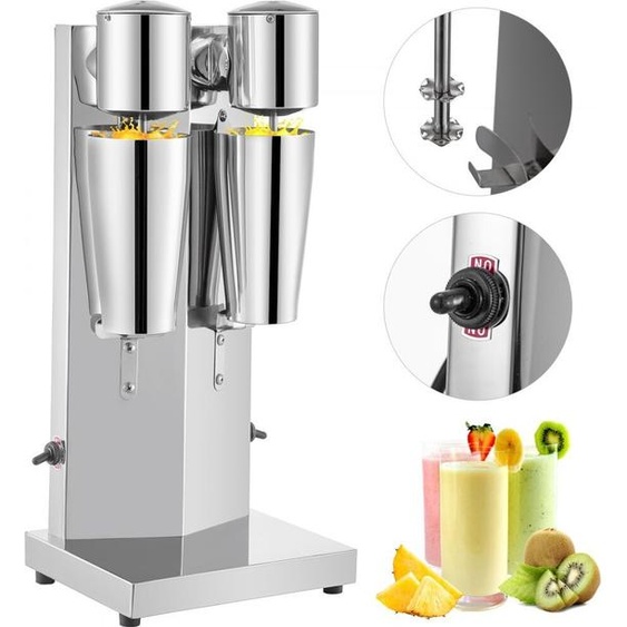 MixerMaster® - Mixeur électrique pour boissons - 150 W, 800 ml - Shaker à lait - Argent - Double tête - Shaker pour cocktails & milkshakes - Mixeur de bar