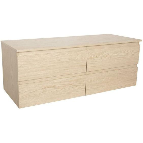 Mob-in - Meuble double vasque 120cm avec plan bois sorrento Décor chêne