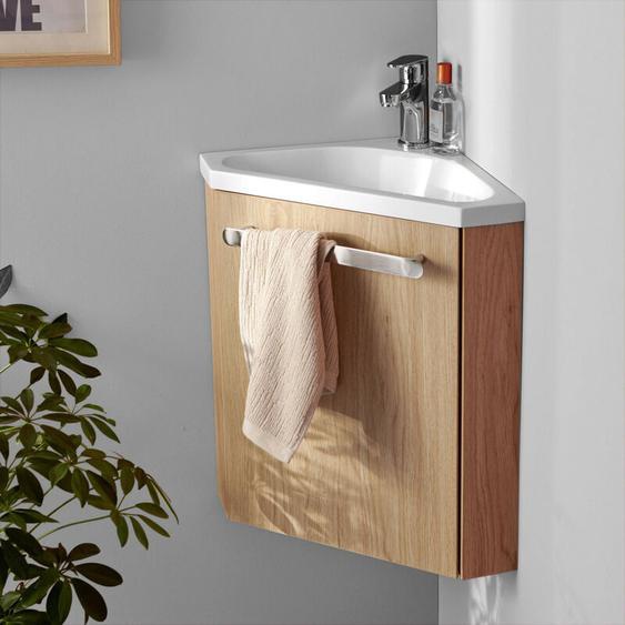 Mob-in - Meuble lave-mains dangle décor chêne skino