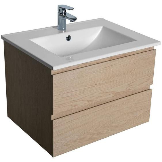 Mob-in - Meuble simple vasque Sorrento - 60cm - Décor chêne avec vasque