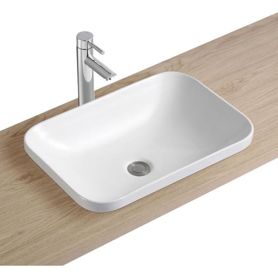 Vasque rectangulaire à encastrer en céramique blanche 53 x 37cm palma