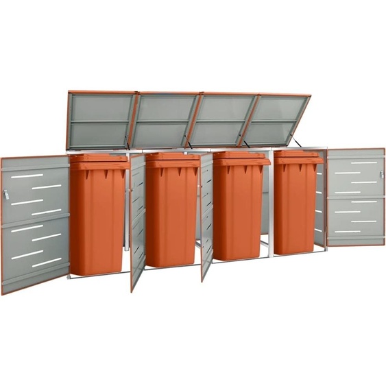 Möbel Mülltonnenbox für 4 Tonnen 276,5x77,5x112,5 cm Acier inoxydable - Abri pour poubelles 149565