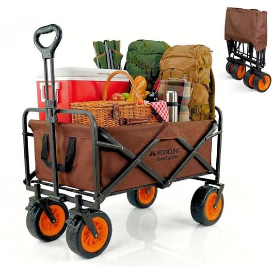 Mobiclinic, Chariot à bras pliable, Pour la plage et le jardin, Duna PRO Plus, Poignée réglable, Jusquà 100 kg, 94x56,5x61cm, Imperméable, Rouge