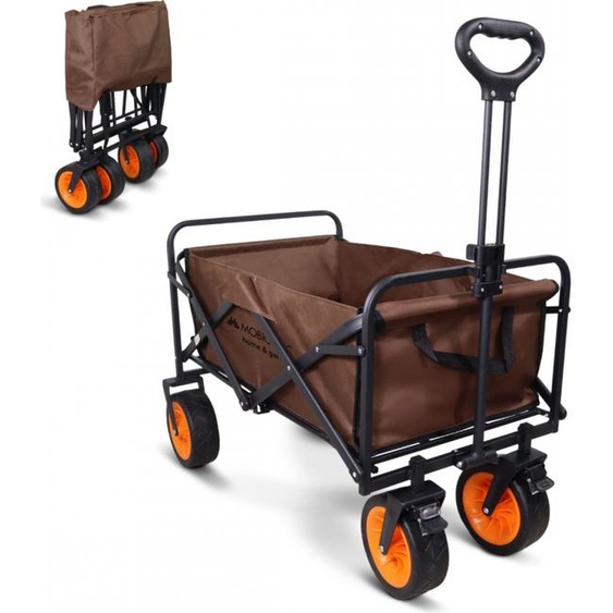 Mobiclinic, Chariot à bras pliable, Pour la plage et le jardin, Duna PRO Plus, Poignée réglable, Jusquà 100 kg, 94x56,5x61cm, Imperméable, Rouge