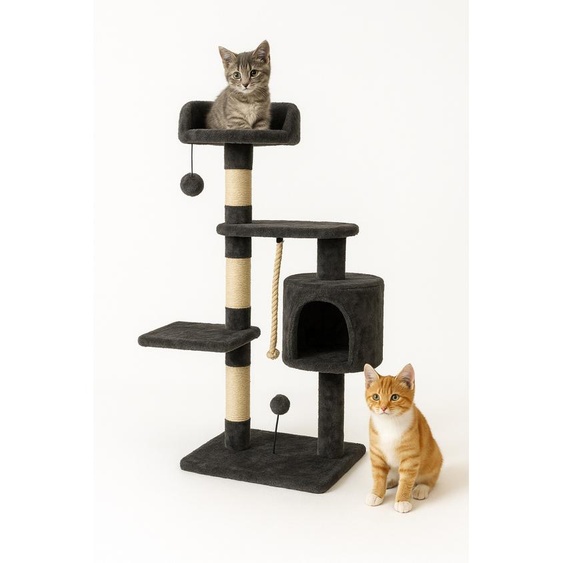Mobiclinic Pets, grattoir, modèle sauvage, taille : moyenne, grimpable, 3 hauteurs, avec plates-formes et abris, jouet pour chats, corde en sisal