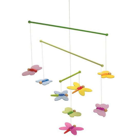 Mobile En Bois Papillons Rose