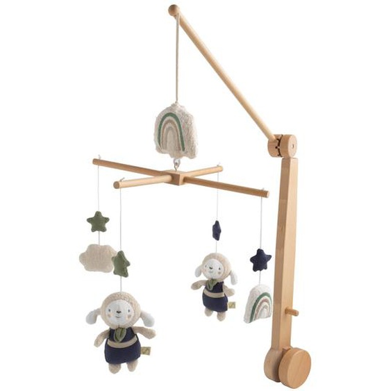 Mobile Musical En Bois Avec Jouets En Coton - Petit Soleil Bleu