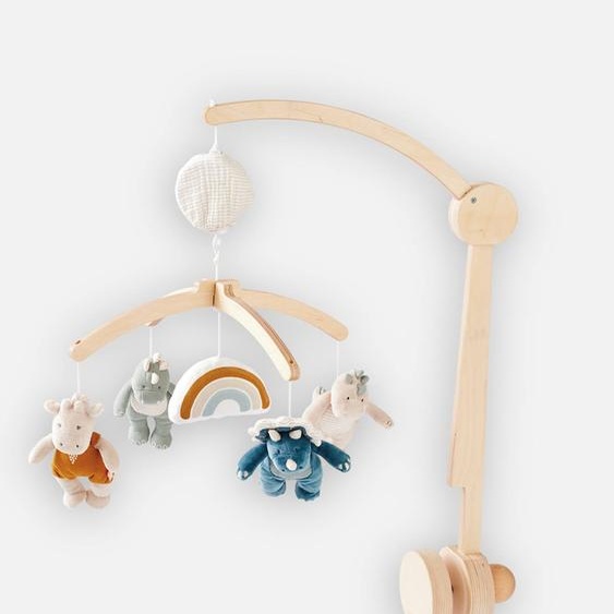 Mobile Musical En Bois Beige, Bleu, Gris
