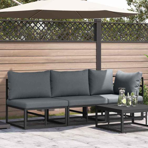 Mobilier de jardin 3 Pièce Noir et anthracite Métal