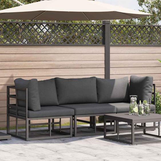 Mobilier de jardin avec coussin avec oreiller Noir Aluminium