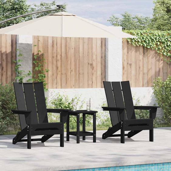 Chaise de jardin 3 pcs Noir 80.5 x 74.5 x 92 cm Polyéthylène