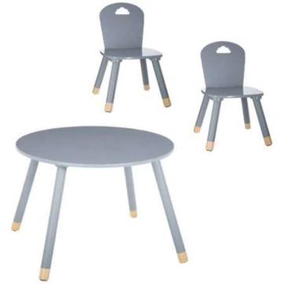 Mobilier pour les enfants - Table ronde pour enfant + 2 chaises nuage - Gris - D 60 x H 43,5 cm Beige
