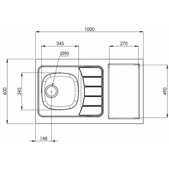 Moderna - Evier kitchenette iseo 1 cuve inox L1000mm CPBD100A30