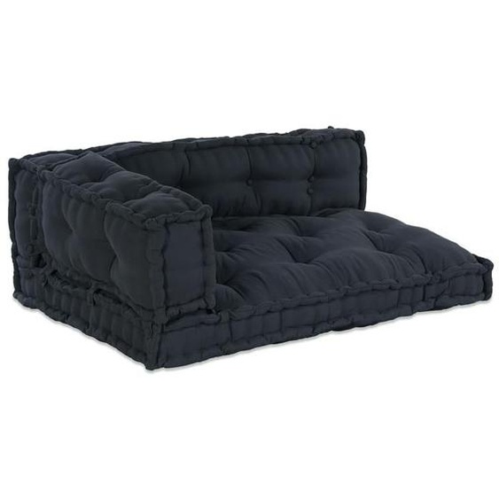 Moderne Coussin de canapé palette Coussin extérieur-avec accoudoirs et dossier en tissu gris anthracite @FR(683828)