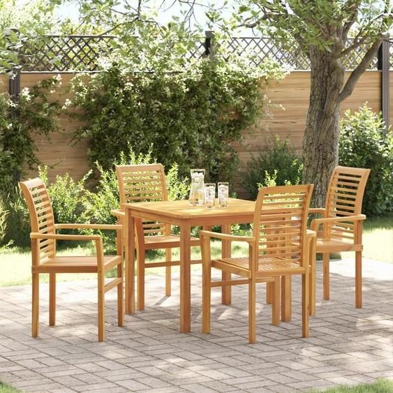 Moderne Fauteuil/Siège dExtérieur Chaise de jardin empilable 4 pcs en bois massif de teck @FR(463265)