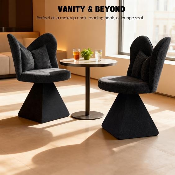 MODFU Chaise Pivotante - Design Papillon avec Tissu Velours Chenille, Rotation 360° et Confort Prolongé pour Salon ou Chambre - Noir