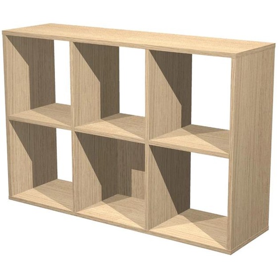 Module bibliothèque multicases - 6 cases - Chêne