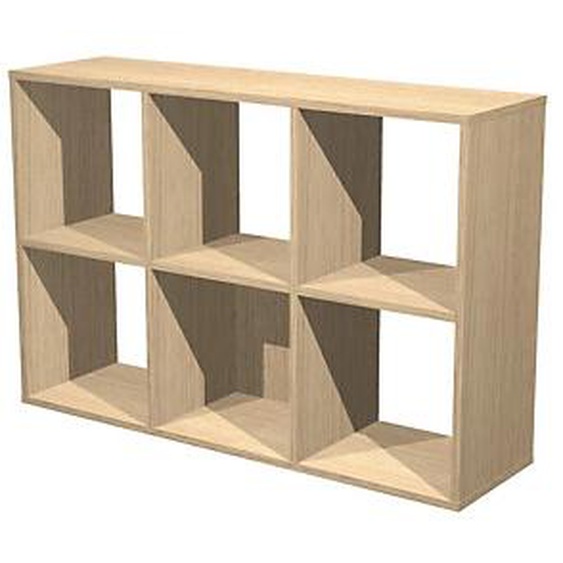 Module bibliothèque multicases - 6 cases - Chêne
