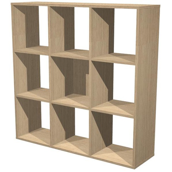 Module bibliothèque multicases Classic - 9 cases - Chêne
