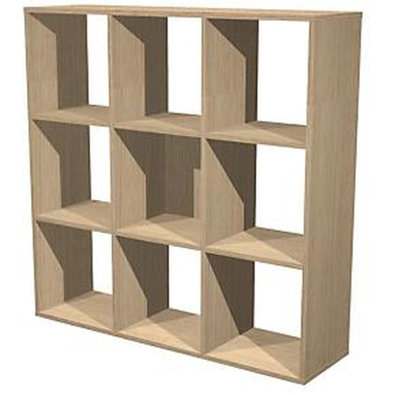 Module bibliothèque multicases Classic - 9 cases - Chêne