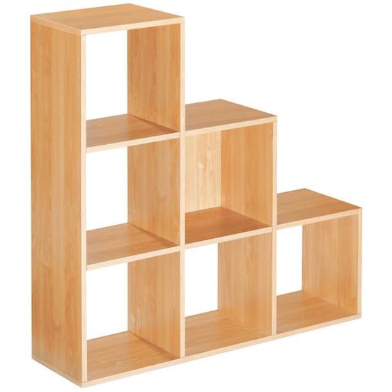 Module bibliothèque multicases Escalier -  6 cases - Hêtre
