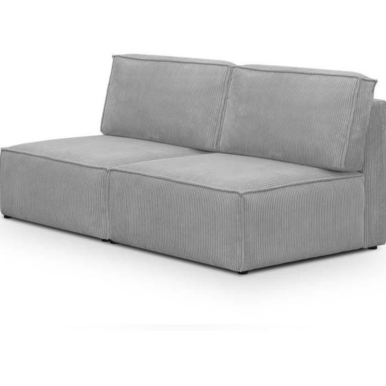 Module canapé 2 places en velours côtelé gris clair - Harper Mod