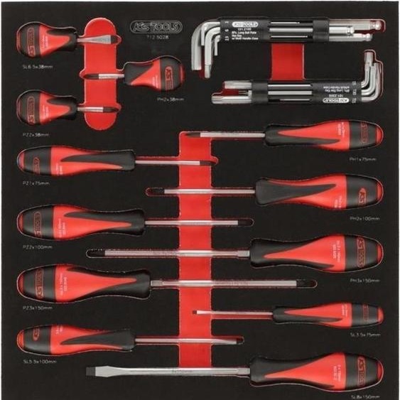 Module doutils KS TOOLS, 158 pièces, 3 tiroirs, Pour servante, Mousse imputrescible, 714.0158