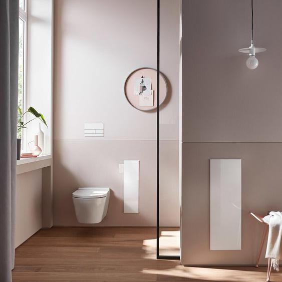 Module WC emco asis pure, montage encastré, charnière de porte à gauche, façade en verre sur toute la longueur, 730x170mm, avec compartiment pour rouleau de réserve, 975528510