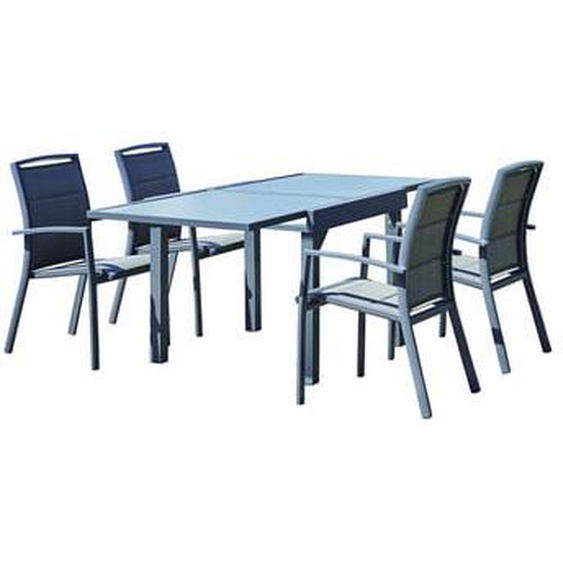 MODULO  Salon de jardin en aluminium gris extensible 4/8 places
