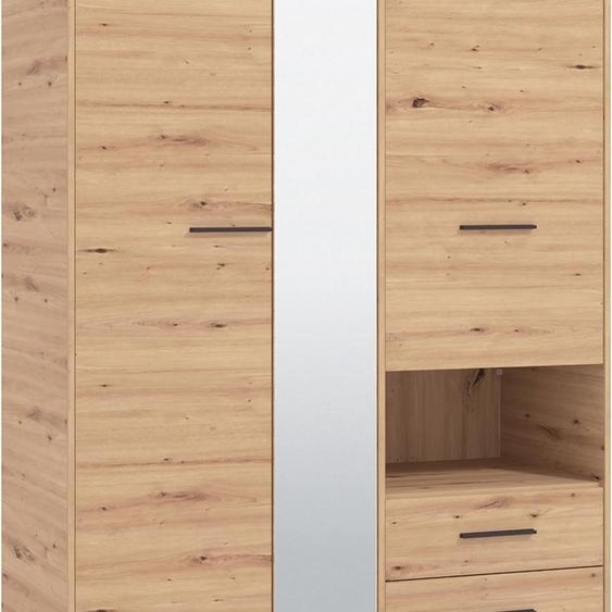Molare - Armoire 3 Portes, 128x54 cm Chêne Marron Noué, Porte-manteaux