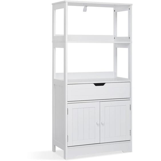 Mondeer - meuble de salle de bain meuble de rangement avec etagères tiroirs et armoire avec la porte pour salle à bain cuisine salon 60 x 30 x 121 cm
