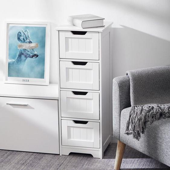 Mondeer - Meuble de rangement de salle de bain avec 4 tiroirs 30 x 30 x 82 cm placard de rangement blanc