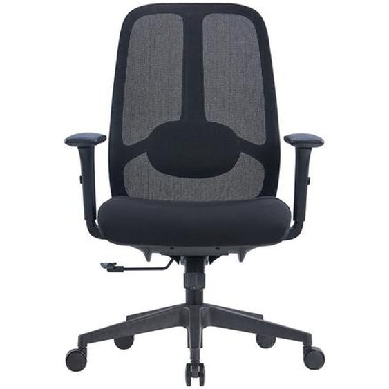 MONDOFFICE Fauteuil ergonomique M Level assise Tissus et dossier Maille - Accoudoirs réglables en hauteur + Roulettes - Noir