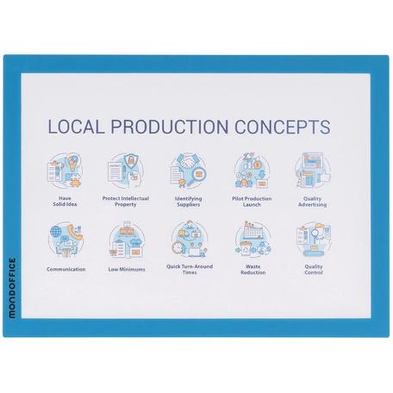 MONDOFFICE Pochette murale Cadre daffichage adhésif A4 - Cadre bleu - Lot de 2
