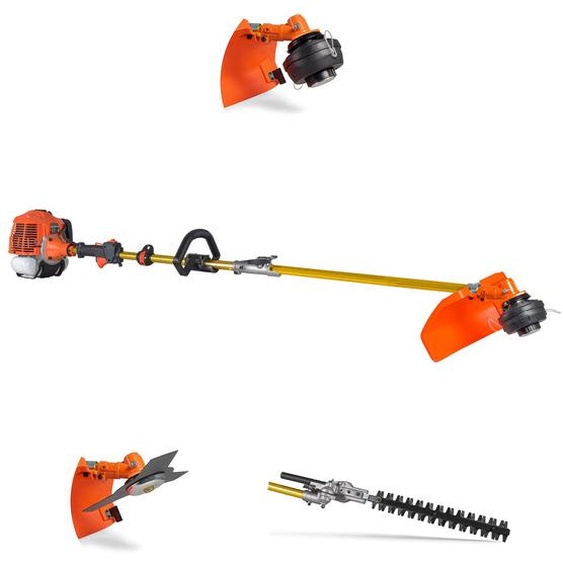 Monster 620 - Débroussailleuse multifonction 3-en-1 à moteur 2 temps avec disque 3 dents, tête tap & go et taille-haie