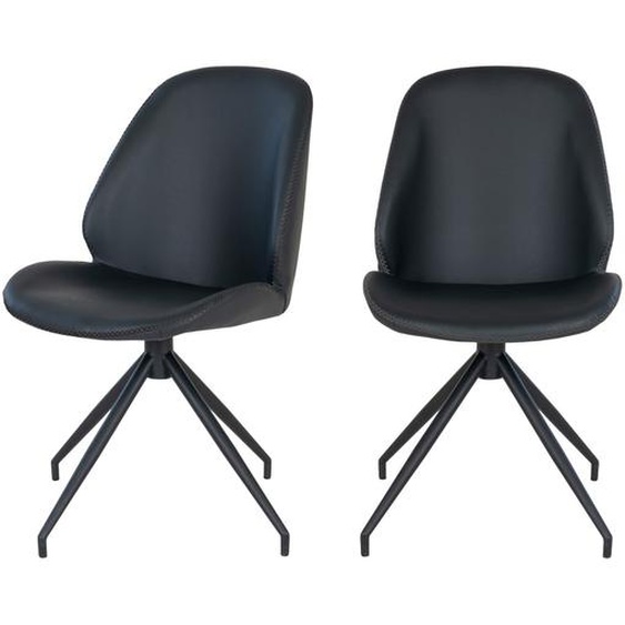 Monte Carlo - Lot de 2 chaises en simili et métal - Couleur - Noir