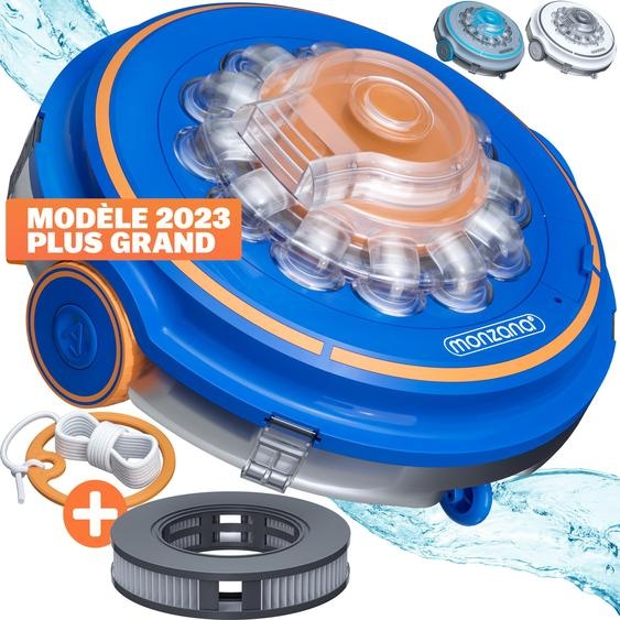 MONZANA® Robot automatique piscine 80 min 5200mAh Li-ion 80m² aspirateur robot piscine sans fil nettoyeur piscine nettoyage piscine bleu