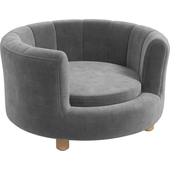 Moonbite, canapé lavable pour chien, dimensions 65 x 64 x 37 cm, dossier enveloppant, revêtement en flanelle, coussin en mousse 28D, pieds en bois de bouleau, adapté aux chats jusquà 4,5 kg, polyester, couleur grise